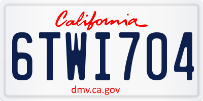 CA license plate 6TWI704