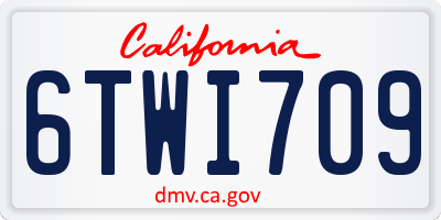 CA license plate 6TWI709