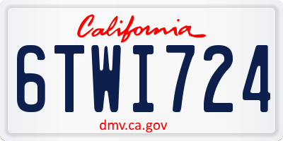 CA license plate 6TWI724