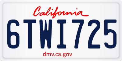 CA license plate 6TWI725