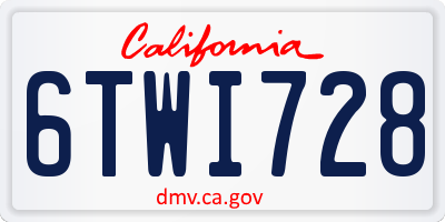 CA license plate 6TWI728