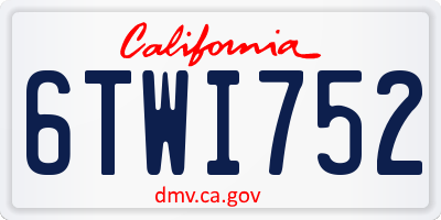 CA license plate 6TWI752