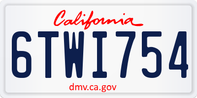 CA license plate 6TWI754