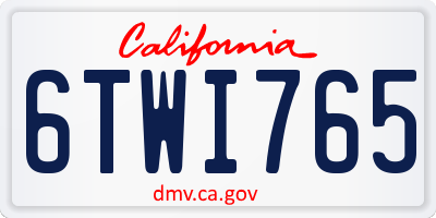 CA license plate 6TWI765