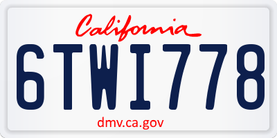 CA license plate 6TWI778