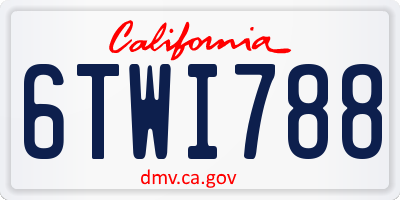 CA license plate 6TWI788