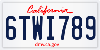 CA license plate 6TWI789