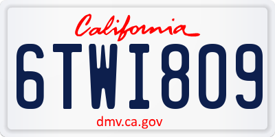 CA license plate 6TWI809