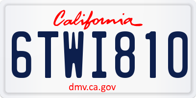 CA license plate 6TWI810