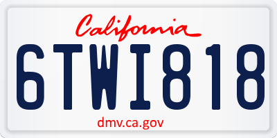 CA license plate 6TWI818