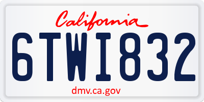 CA license plate 6TWI832