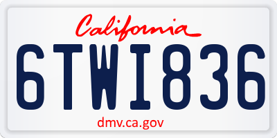 CA license plate 6TWI836