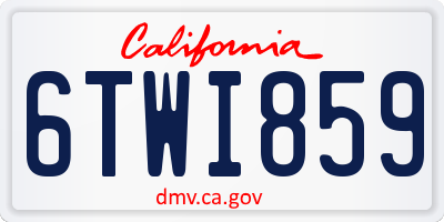 CA license plate 6TWI859