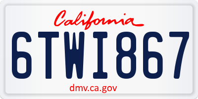 CA license plate 6TWI867