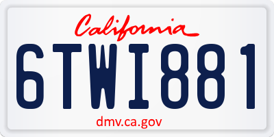 CA license plate 6TWI881