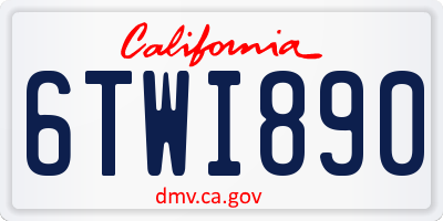 CA license plate 6TWI890
