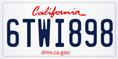 CA license plate 6TWI898