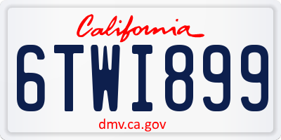 CA license plate 6TWI899