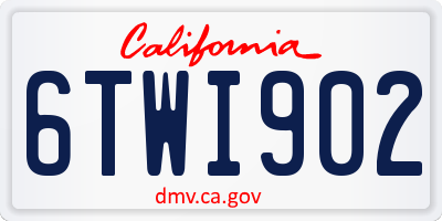 CA license plate 6TWI902