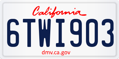 CA license plate 6TWI903
