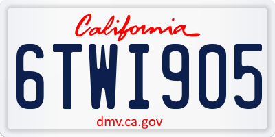 CA license plate 6TWI905