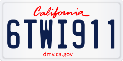 CA license plate 6TWI911