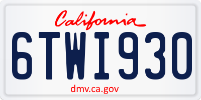 CA license plate 6TWI930