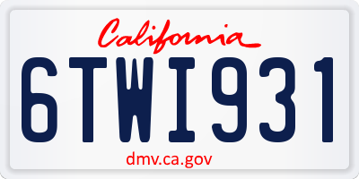 CA license plate 6TWI931