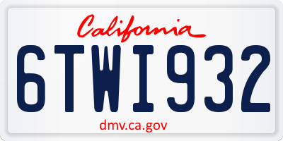 CA license plate 6TWI932