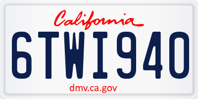 CA license plate 6TWI940