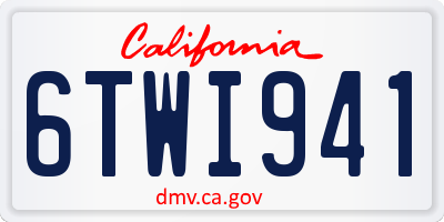 CA license plate 6TWI941