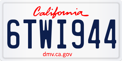 CA license plate 6TWI944