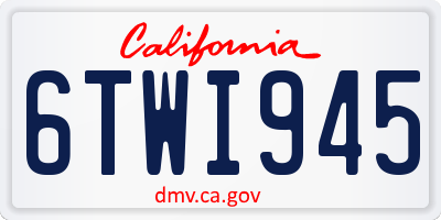 CA license plate 6TWI945