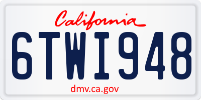 CA license plate 6TWI948