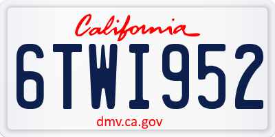 CA license plate 6TWI952