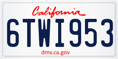 CA license plate 6TWI953