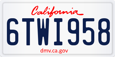 CA license plate 6TWI958