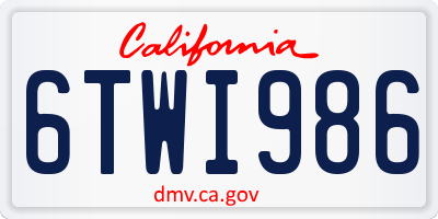 CA license plate 6TWI986