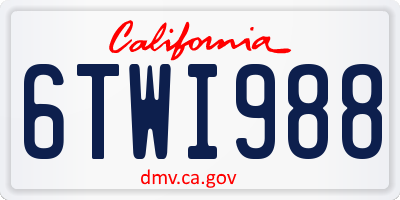 CA license plate 6TWI988