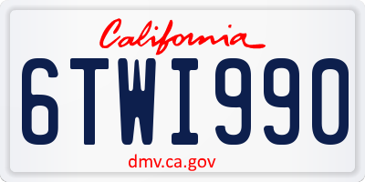 CA license plate 6TWI990