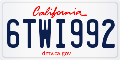 CA license plate 6TWI992