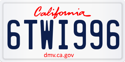 CA license plate 6TWI996