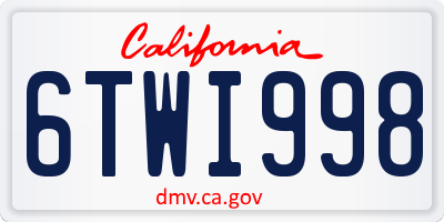 CA license plate 6TWI998