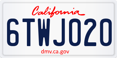CA license plate 6TWJ020