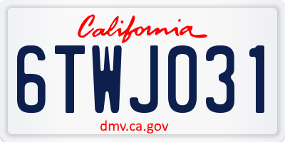 CA license plate 6TWJ031