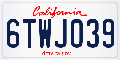 CA license plate 6TWJ039