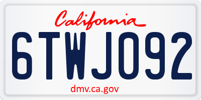 CA license plate 6TWJ092