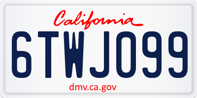 CA license plate 6TWJ099