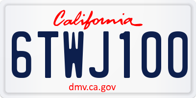 CA license plate 6TWJ100