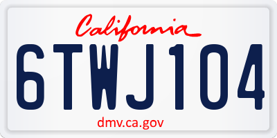 CA license plate 6TWJ104